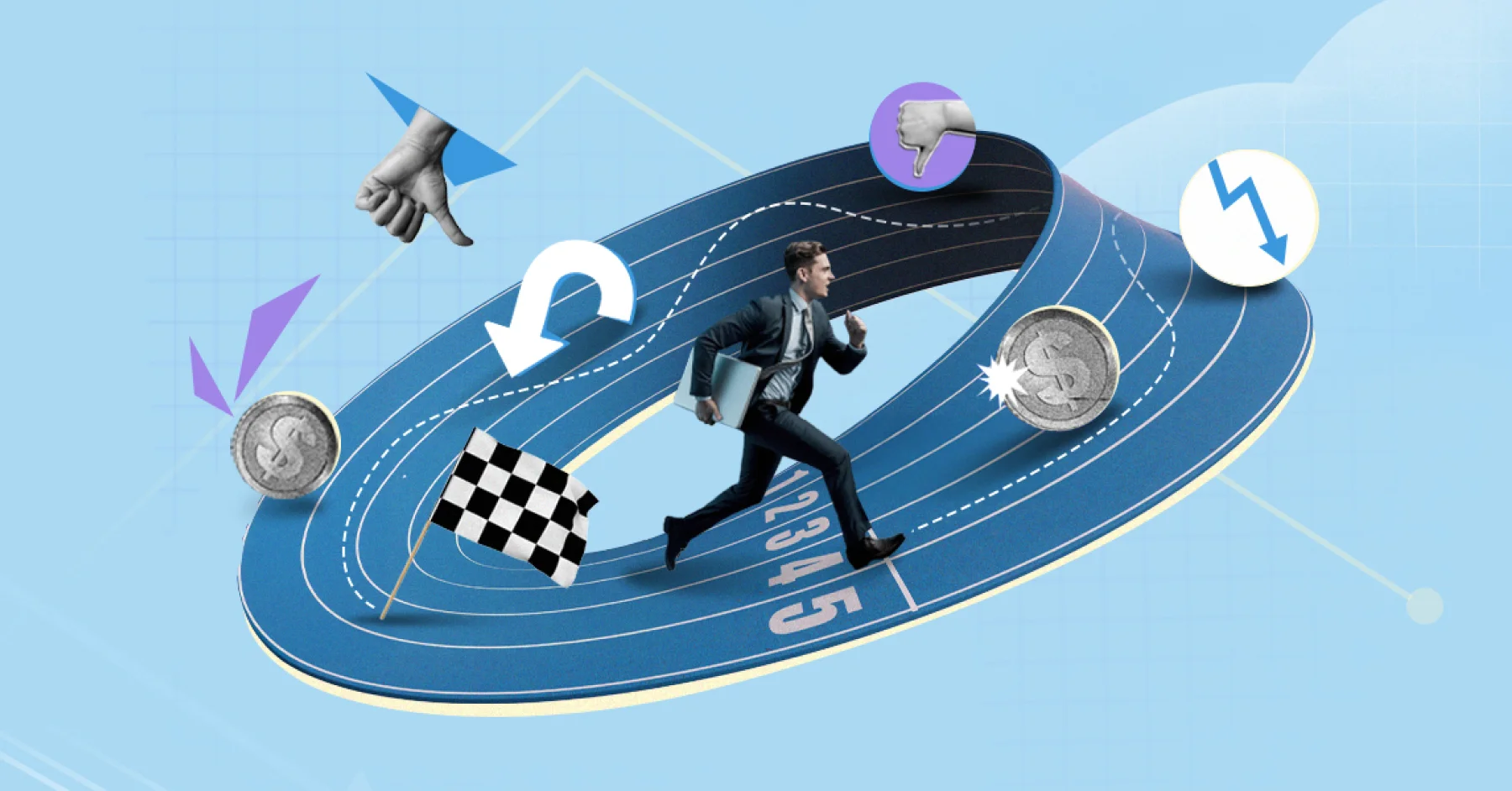 Image of a looping running track with hurdles, symbolizing common mistakes during OKR system implementation