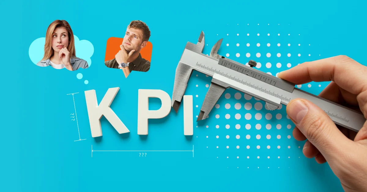 KPI visualization: cloud with measurement, analysis tools, and ideas
