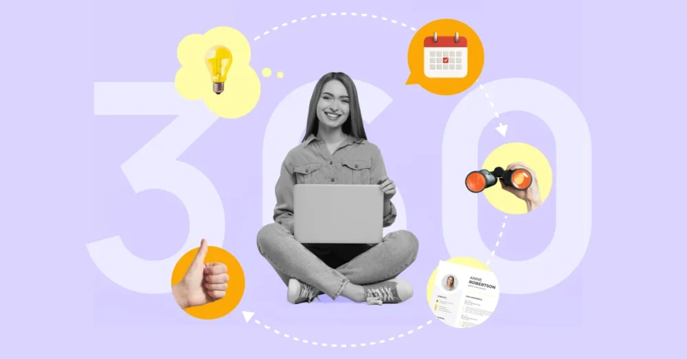 Ilustracja koncepcji rekrutacji 360° dla nowoczesnego biznesu