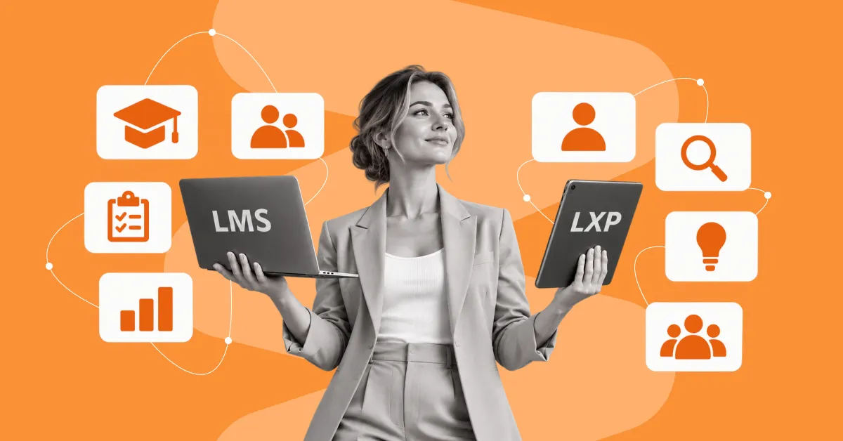 A visualization comparing two learning systems: LXP vs. LMS